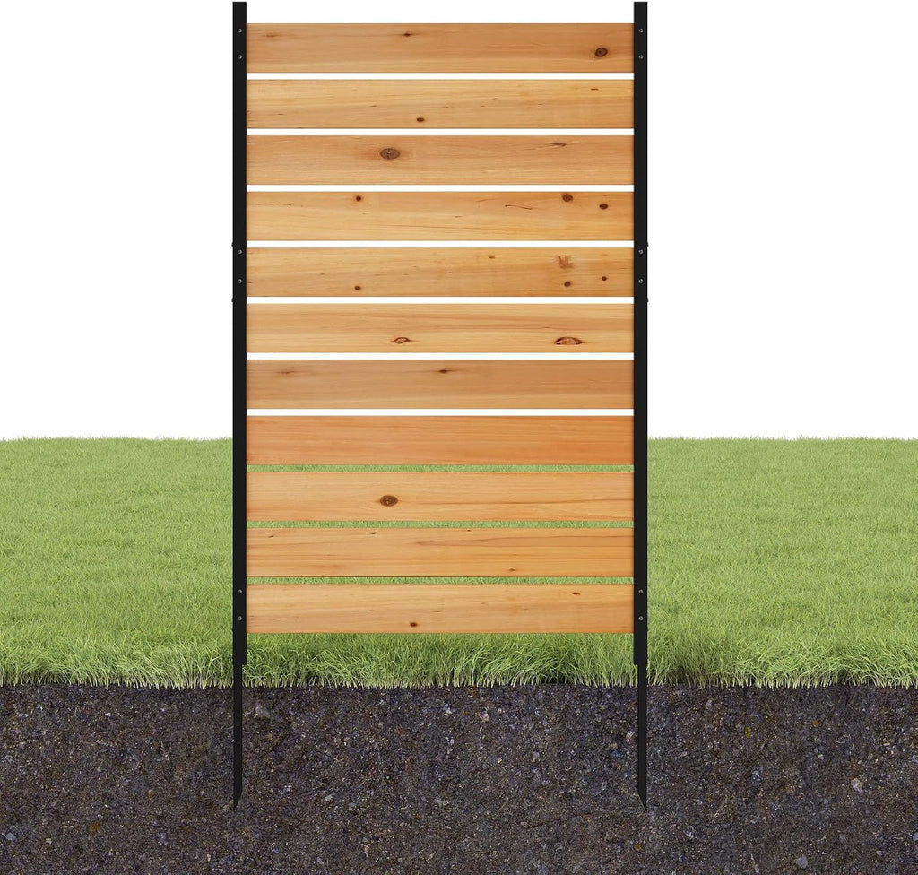 no dig wood privacy screen fence panel, outdoor, main product view