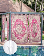 Pink Bohemian Outdoor Curtains for Patio Waterproof, Grommet Privacy Curtain Drapes Weatherproof Outside Curtains for Porch GazeboPergola Cabana 2 Panel 54x95inch Medallion Floral Geometric Printed