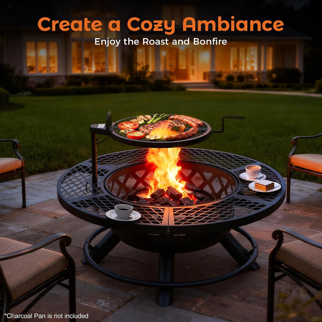 bali outdoors fire pit with poker, close-up detail