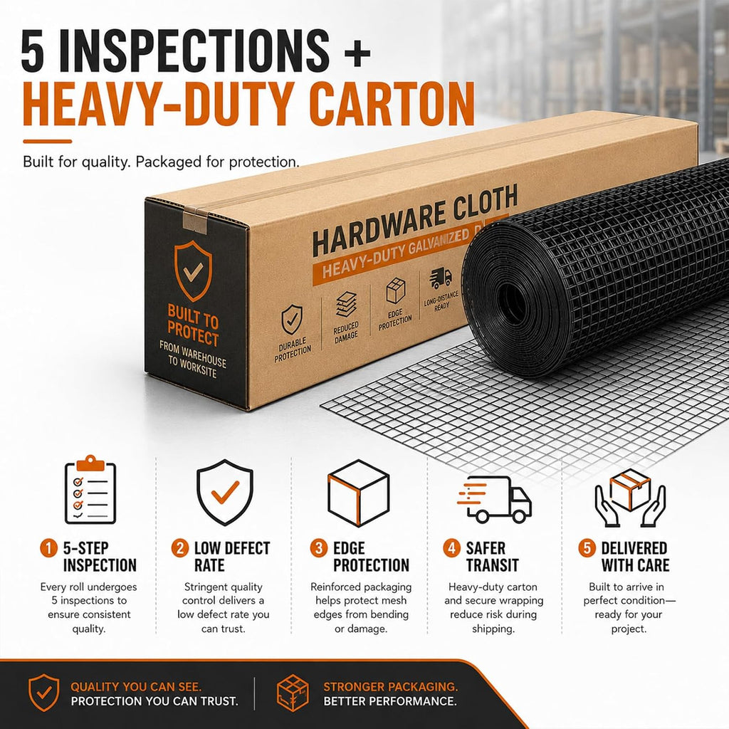HORCH Black Hardware Cloth 1/2 inch 24 x 100 ft 19 Gauge | Chicken Wire Mesh Roll, Chicken Wire Fencing, Wire Fence Roll, Tree Guard, Rat Wire, Hardware Mesh