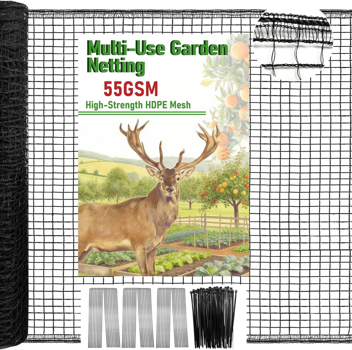 100ft deer fence netting, heavy duty deer netting shown in use