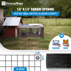 Fencer Wire 16 Gauge Hardware Cloth, Black Vinyl Coated Welded Wire Mesh, Chicken Coop Wire Fence, 1.5 inch x 1.5 inch Grid (2 ft. x 100 ft.)