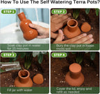 Terracotta Ollas Watering Pots, 2 PCS Slow Release Plant Watering Globes Terracotta Self Watering Planter Insert, Holds 15 Oz Water Automatic Watering System for Potted Plants While On Vacation