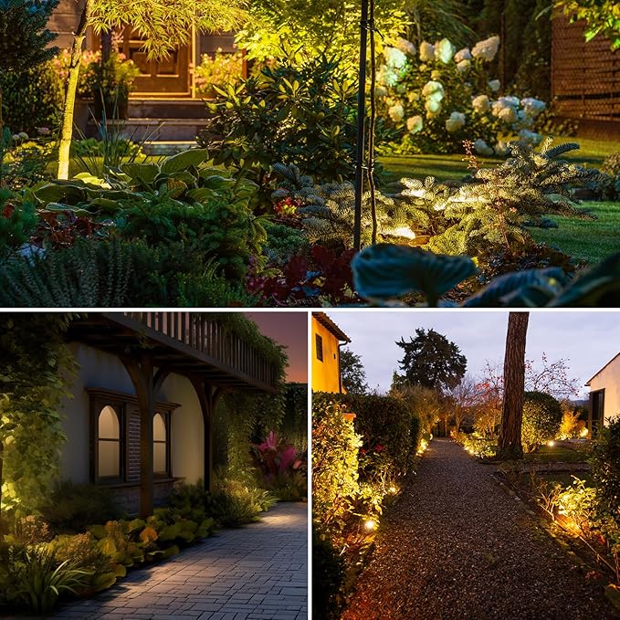 SUNTHIN Outdoor Landscape Lighting with Dusk to Dawn Sensor Controller, 10 Pack