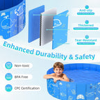 Kiddie Pool with Canopy, 48" Foldable Kids Baby Pool for Toddlers, Portable Small Swimming Pool Hard Plastic with Shade & Carry Bag for Beach Backyard Water Play