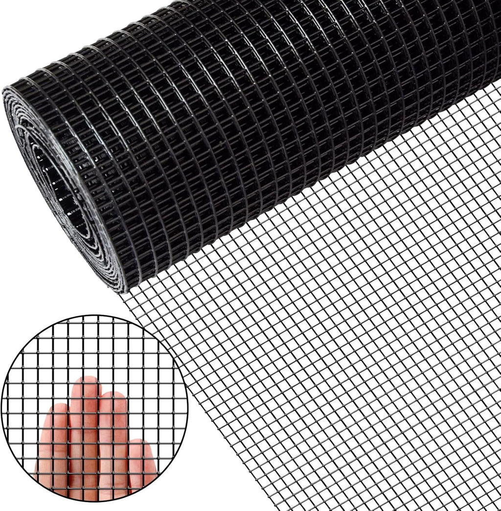 Zevemomo 36" x 50' 1/4inch Hardware Cloth, Black Vinyl Coated Chicken Wire Fence Galvanized Welded Mesh Roll for Home Garden Rabbit Cage