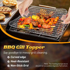 10 Pcs Disposable Grill Topper,16x12 Inch Grill Mesh Mat Disposable Pans,Non-Stick BBQ Aluminum Mats for Outdoor Grills, Easy to Clean