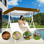 Swing Canopy Replacement 75x47 Inch Waterproof Sunproof Outdoor Swing Cover Replacement Patio Hammock Canopy Roof for Garden Chair Coffee