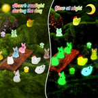 135 PCS Luminous Mini Resin Ducks Tiny Glow in The Dark Duck | Chickens Rabbit Frogs Dolphin Mushroom, 6 Combination Sets Resin Miniature Animals for Micro Landscape Dollhouse Decoration