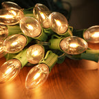 LUCKY TL 100 FT C9/E17 Christmas Light Sockets Spool Set, with 100 C9 Bulbs | 18 AWG wire, Green SPT-1 Wire, 12 Inch Spacing, UL Listed