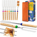 Smores Sticks, Marshmallow Roasting Sticks for Fre Pit, 8 pcs | Perfect as a Gift - Beautifully Engraved Handles - Telescoping Stainless Steel Hot Dog Sticks Skewers