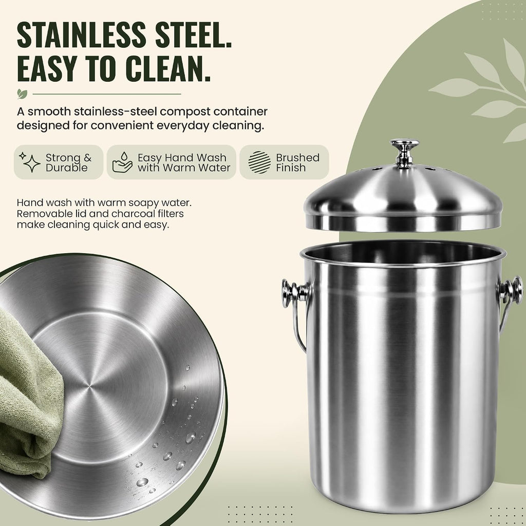 epica kitchen compost bin for kitchen countertops, 1.3, close-up detail