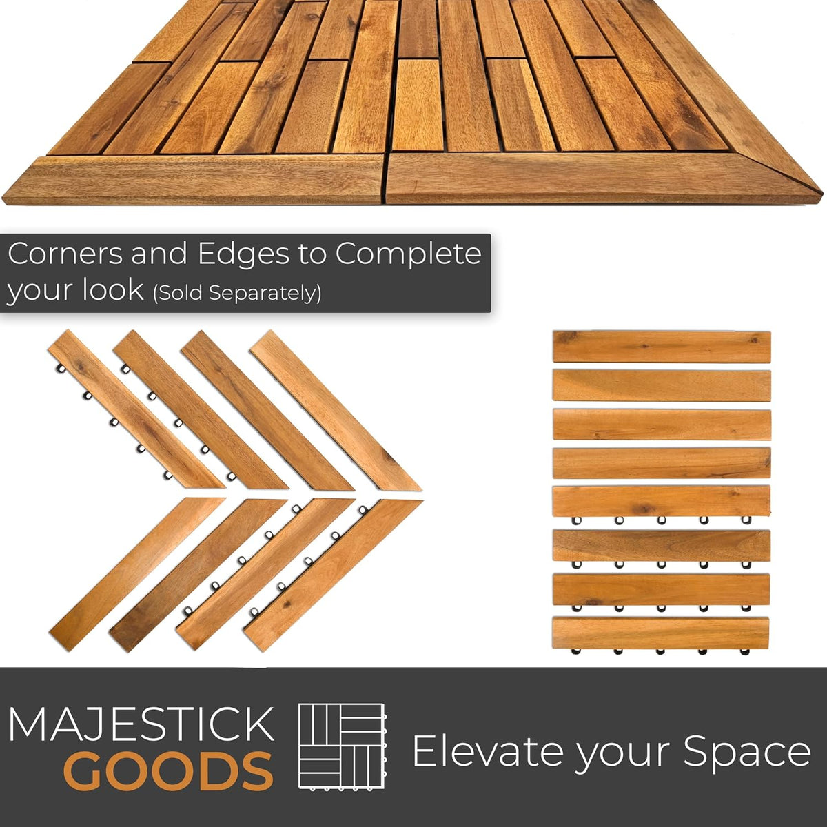 majestick goods 6-pack longboard acacia wood interlocking deck, view 9