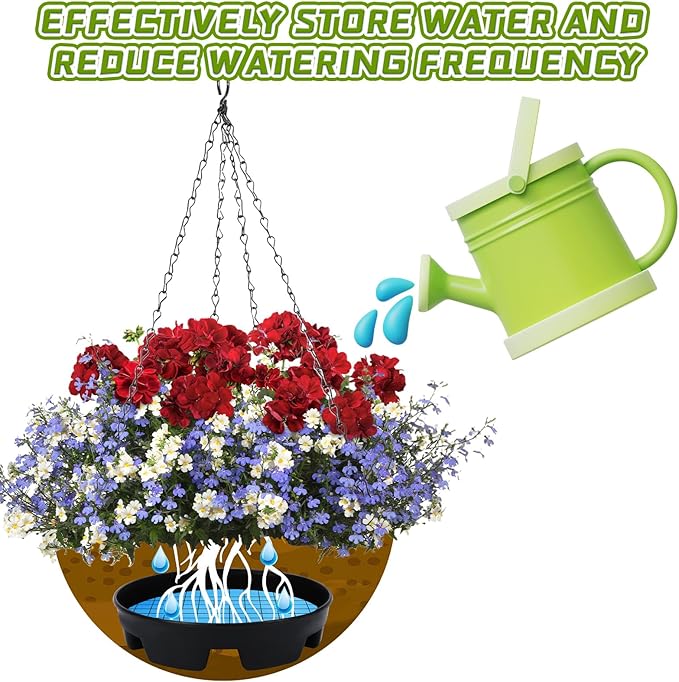 UPINS Invisible Self Watering Planter,6 Set Self Watering Planter Insert Hanging Basket Drip Pan Plant Saucers Trays Auto Planter Watering Devices Plastic for Outdoor Indoor Pots Liners