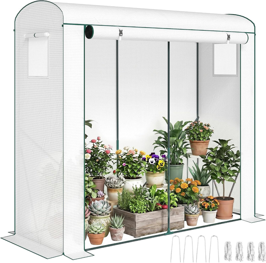 outsunny mini greenhouse portable roll-up door 78.7" x, main product view