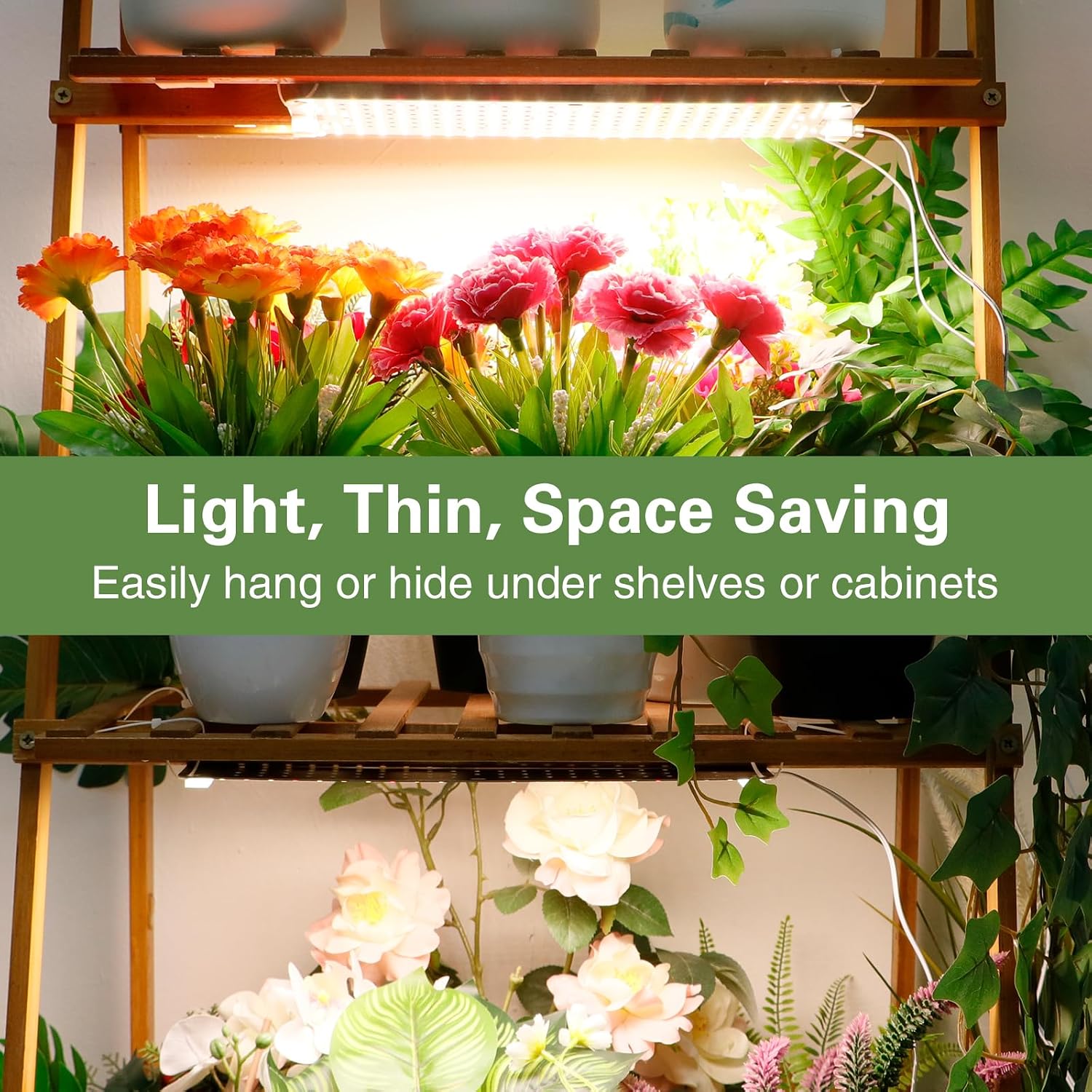 40W Ultra-Thin Panel Full Spectrum Grow Lights, 768 LEDs Growing Light for Indoor Plants with Daisy Chain Function, Grow Lights for Seed Starting with 4/8/12/16/20H Auto On/Off Timer (4pcs)