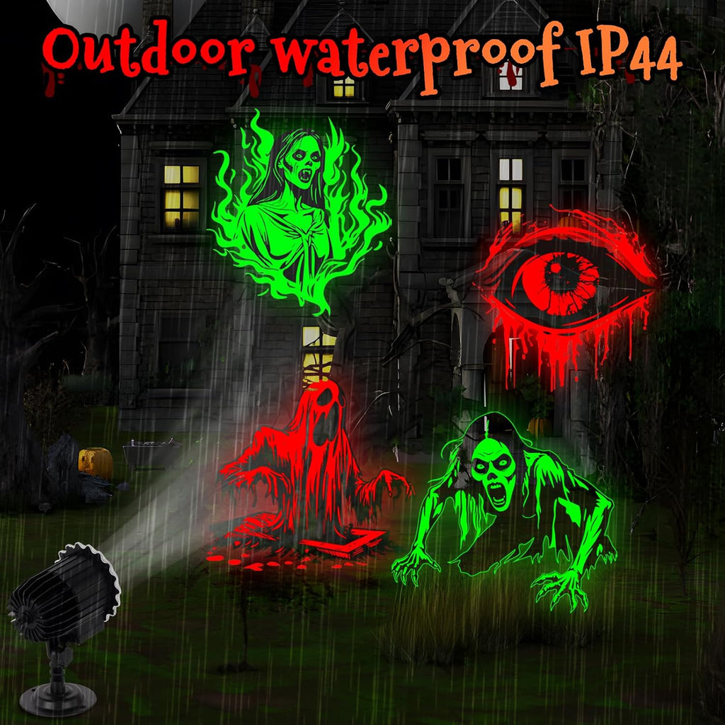 Halloween Projector Lights Outdoor - LED Rotating Skull & Ghost Projection Light, Waterproof Halloween Light Projector, Indoor/Outdoor Decor for Home, Yard, Party, Window & Wall