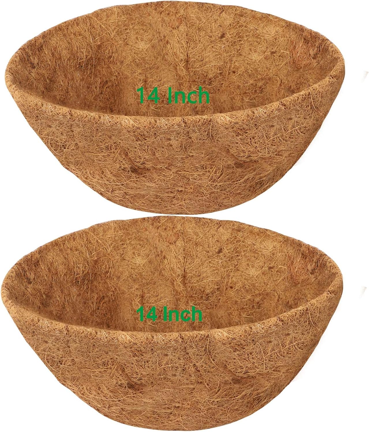HALEDAZE 2 Pack 14 Inch Round Coco Liners for Hanging Basket, Coconut Fiber Replacement Outdoor Garden Decoration for Planters Flower Pot