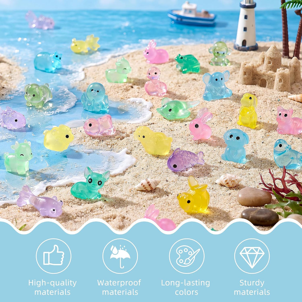 FEXIA 100PCS Mini Resin Animal Mystery Blind Bags for Fairy Garden Luminous | Individually Wrapped Blind Bags, Premium & Safe Resin Figurines, Mini Collectible Animals for Classroom Prizes & DIY Crafts