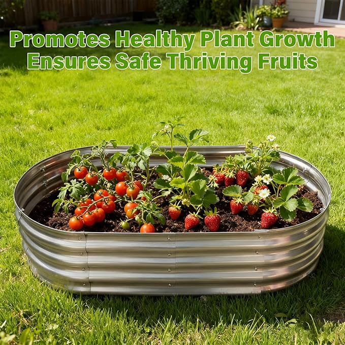 Galvanized Raised Garden Bed for Outdoor: 4X2X1ft Durable Metal Vegetable Plant Container Kit - Oval Planter Box for Gardening Flower Trough （2 Pack）