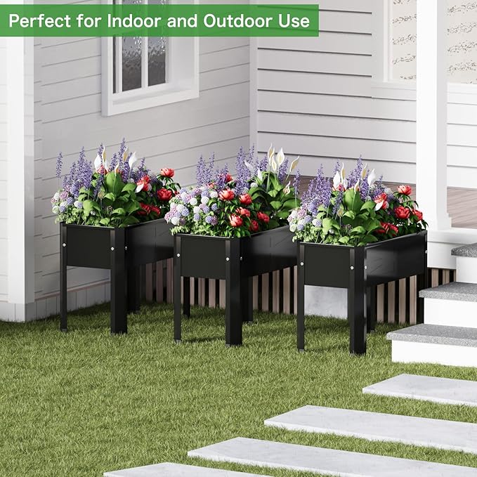 Raised Garden Bed with Tall Legs, Elevated Metal Planter Box for Vegetables, Herbs, Flowers - Outdoor Use in Backyard, Patio, Balcony & Deck