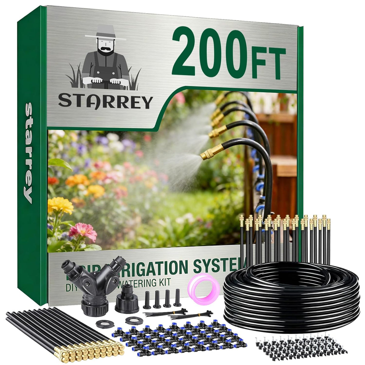 drip irrigation system, 2026-upgrade 200ft 1/4" garden watering, main product view
