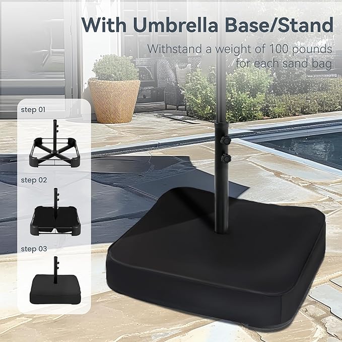 PHI VILLA 15ft Large Patio Umbrellas with Base Included, Outdoor Double-Sided Rectangle Market Umbrella with Crank Handle, for Poolside Lawn Garden, Turquois