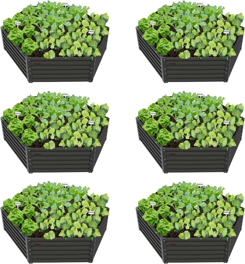 anleolife 6-bed 70x60x18in hexagon raised garden beds, quartz, main product view