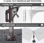 10 X 13 FT Cantilever Outdoor Patio Umbrella with Base Included Large Heavy Duty 360° Rotation Double Top Offset Rectangular Umbrellas with Led Lights for Backyard Outside Deck,Fog Grey