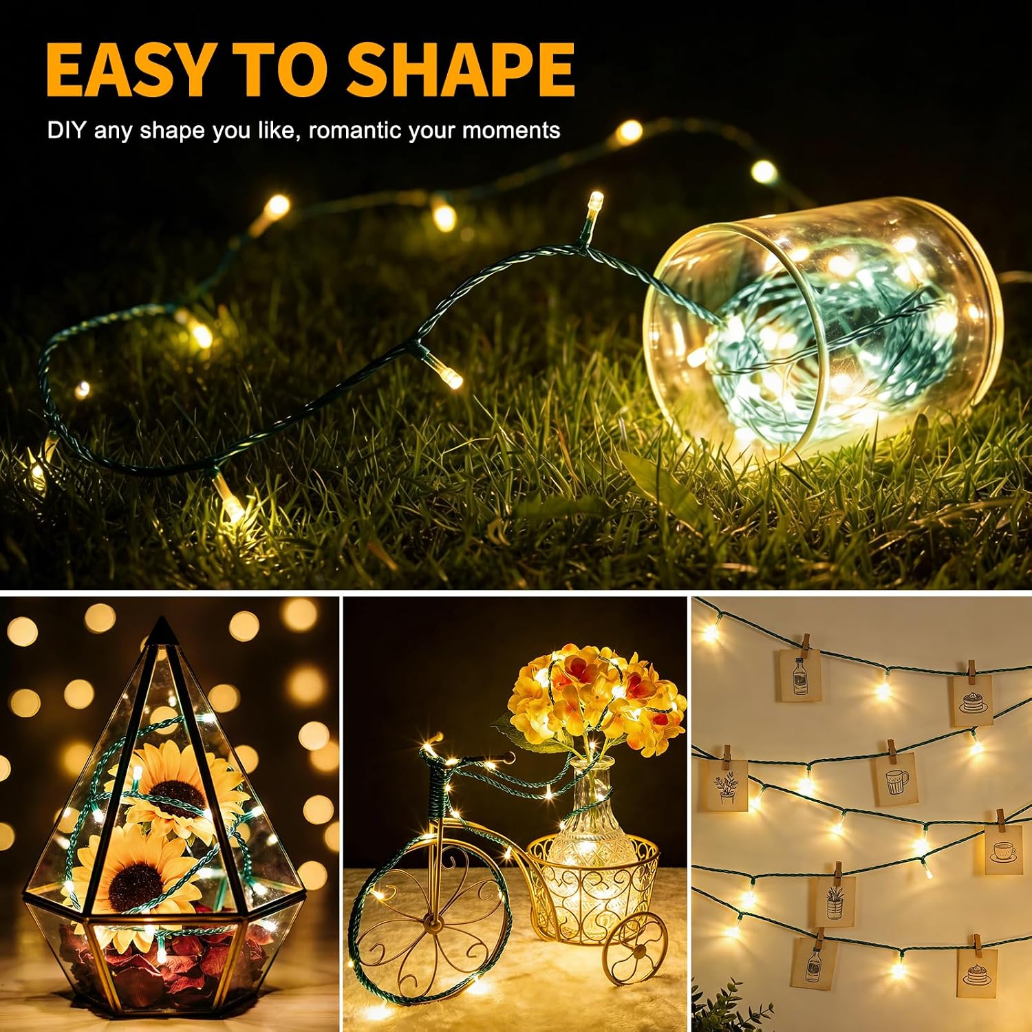 100 LED Fairy Lights 33 ft LED Twinkle Lights 8 Modes Plug-in with Memory Function Green Christmas String Light for Bedroom Xmas Tree Wreath Patio Party Spring Outdoor Decor