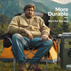 ALPHA CAMP Heavy Duty Camping Chair 500LBS Capacity, Oversized Folding Chair for Heavy People, Padded Portable Outdoor Chair with Cooler Bag & Cup Holder for Camping, Fishing, Beach