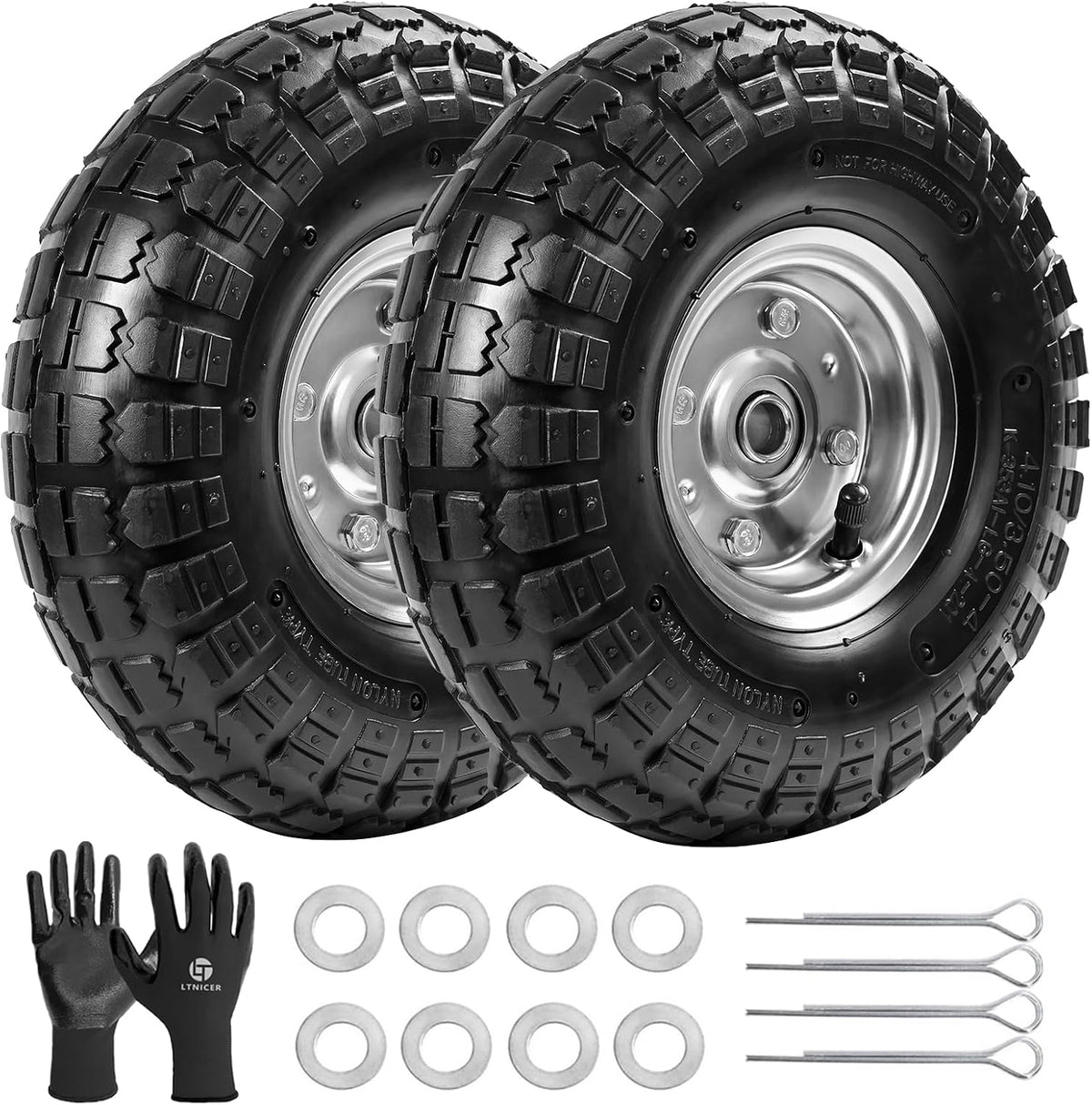 10" heavy-duty replacement tires, 4.10/3.50-4" for gorilla carts,hand, main product view
