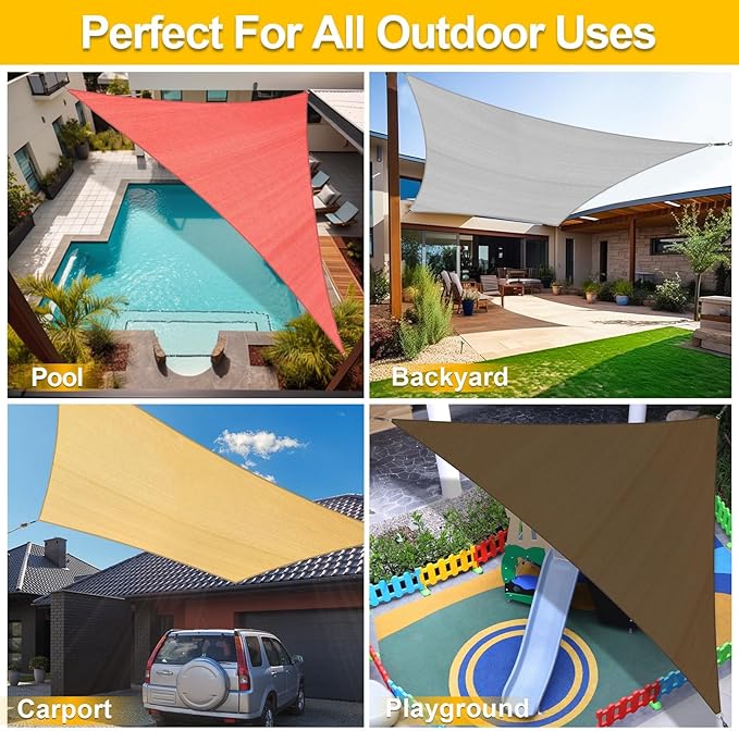 KANAGAWA Sun Shade Sail Curved 24'X24' Dark Grey Rectangle Outdoor Shade Cover UV Blovk Canopy for Patio Garden Backyard Heavy Duty Permeable 185GSM (We Make Custom Size)