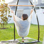 JoyView Hammock Chair with Spreader Bar Caribbean Hammock Swing Chair 300 LBS Weight Capacity XL Rope Hanging Chair for Outdoor Indoor Garden Yard - Purple