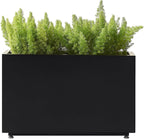 Outdoor Metal Planter Box 26Wx10Dx16H, Large Rectangular Trough Planters, Easy 5-Min Assembly, Modern Plant Container with Drainage Holes, Heavy Duty, Weather Resistant, Black
