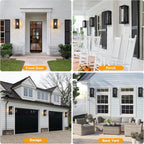 15" Outdoor Wall Lights, Black Exterior Lighting Fixtures, 2 Pack | Large Size, Anti-Rust, Waterproof, Tempered Glass, Easy Installation, Modern & Classic Outdoor Sconces for House Porch Garage