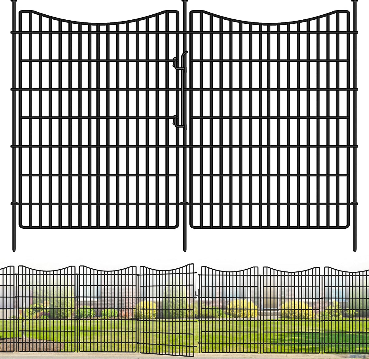 10 panels garden fencing animal barrier with gate, main product view