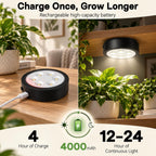 rechargeable grow lights for indoor plants, cordless plant, side view