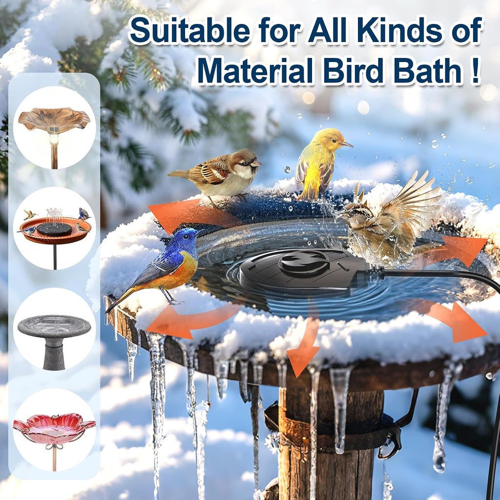 Bird Bath Heater for Outdoors in Winter, 100W Birdbath Water Heater Submersible for Winter Full-Covered Aluminum, Heated Bird Bath Deicer Thermostatic Control for Yard Patio Small Pond(Black)