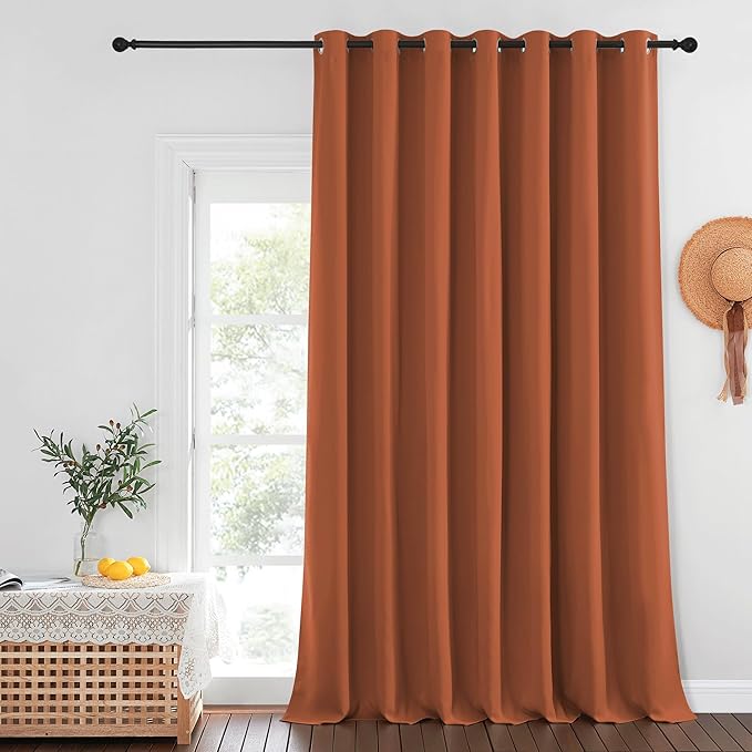 NICETOWN Blackout Patio Curtains 100 x 144 Inches Long for Sliding Door Extral Wide Blackout Curtain Panels Thermal Insulated Room Divider - Grommet Top, 100" W x 144" L, 1 Panel, Burnt Orange