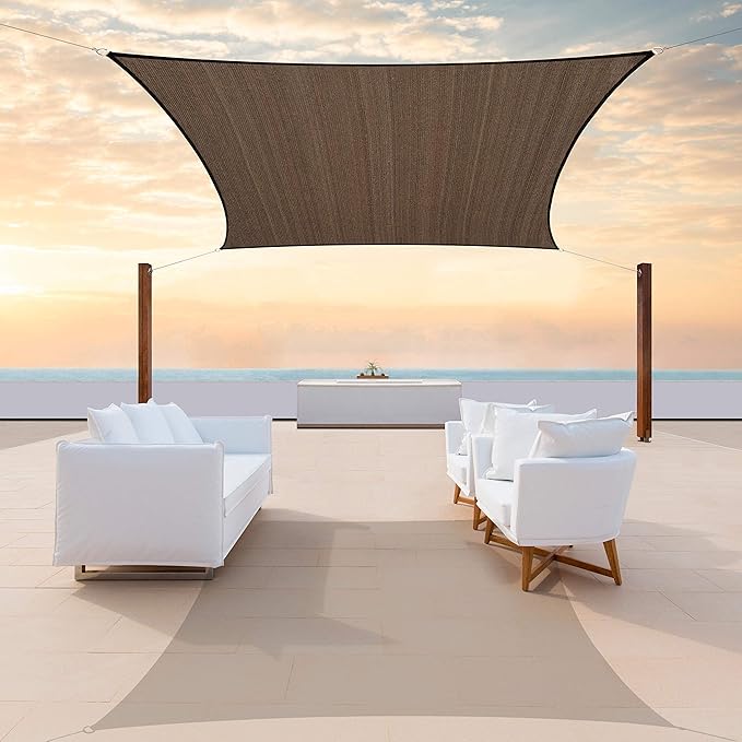 ColourTree TAPR1616 Custom Size 11' x 19' Brown Sun Shade Sail Canopy UV Block UPF50 Rectangle - Commercial Standard Heavy Duty - 190 GSM - 3 Years Warranty