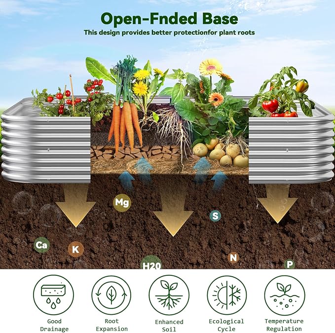 3 Pack Raised Beds for Gardening, Corrugated Galvanized Steel Raised Garden Bed, Outdoor Metal Above Ground Garden Bed for Vegetables and Flowers-4x2FT