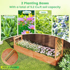 Giantex Set of 2 Raised Garden Bed with Trellis & Hanging Roof, Wood Planter Box with Bottom and Drainage Holes, Freestanding Garden Planter for Flower Vegetable Fruit Herb Climbing Vines, 77"x17"x72"