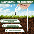 2 Pack Rain Gutter Downspout Extension Fixing Pin for 4" Round Pipes White | U-Shape Downspout Anchor Stake Holds Extension Firmly in Wind & Rain. Diverts Water From Foundation. Easy Adjust. Heavy Iron
