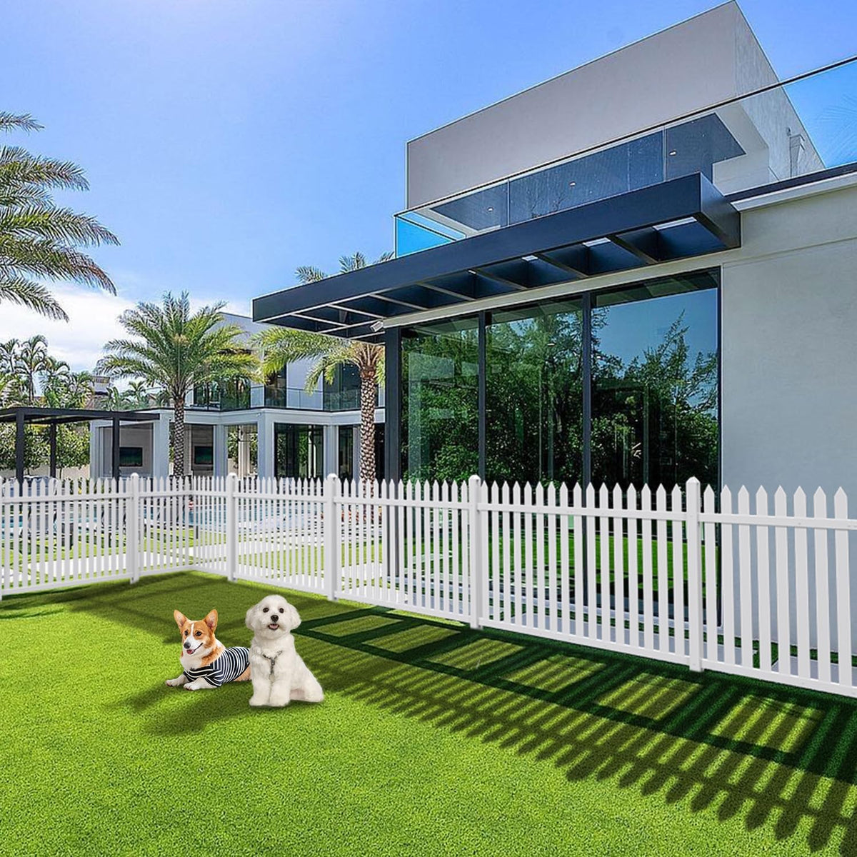 patio outdoor fence 36" hx84 l (1set) white, main product view