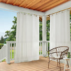 TOWN & COUNTRY BASICS Cabana Solid Heavyweight Indoor Outdoor Curtains, Light Filtering Opacity with Grommet Top, Water Repellent, 2-Pack Set, 54"x120", Vanilla