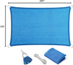 Eden's Decor Straight Flat-Edged Sun Shade Sail Rectangular 11' x 20' Blue UV-Blocking Outdoor Canopy Fabric Cloth Awning for Pergola Patio Garden Backyard Custom Size