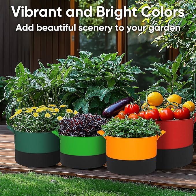 15-Gallon Grow Bags for Potato Planting: 6 Pack Heavy Duty 350G Thickened Potatoes Planter Bags with Handles - Fabric Pots Felt Garden Bags for Growing Vegetable Fruit Flower Herb with Plant Labels