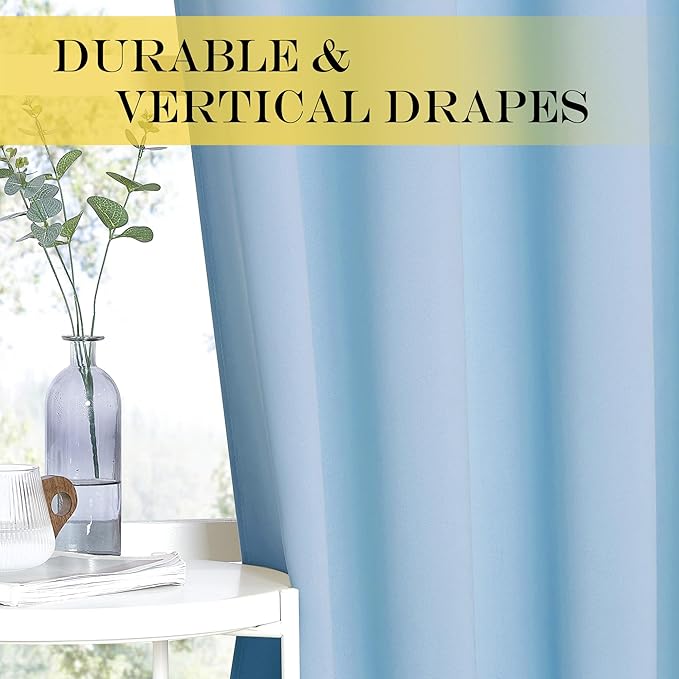 NICETOWN Blackout Room Darkening Window Curtain - Thermal Insulated Solid Grommet Blackout Patio Door Curtain/Drape for Living Room (Blue, 1 Panel, 52 by 95-inch)