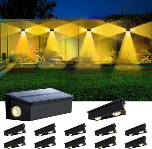 3-sided solar fence lights outdoor with warm white, main product view